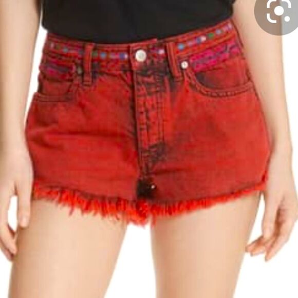 Free People Sunbreak Frayed Denim Shorts - Picture 1 of 9